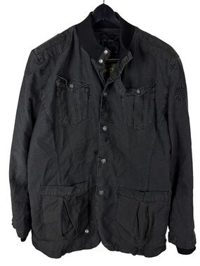 Mens Y2K Caffeine New York Grunge Skate Utility Black Jacket Size XL